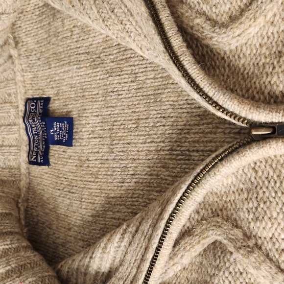 100% wool chunky oatmeal English country fishermen's cableknit cardigan sweater - Picture 12 of 12